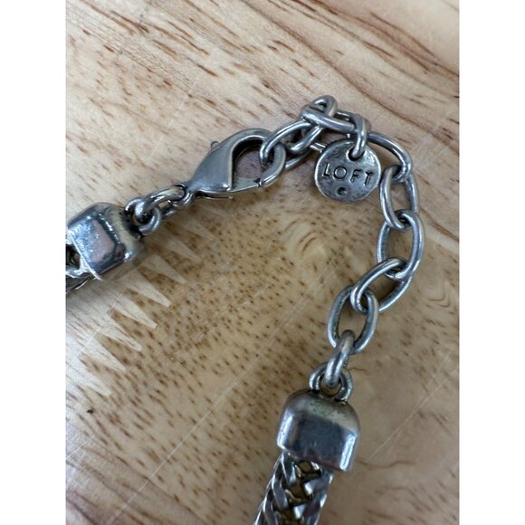 Loft Silver-Tone Crystal Statement Necklace With Rhinestone Accents - Picture 11 of 15